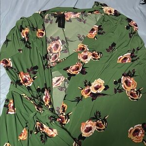 Floral Green Wrap Dress